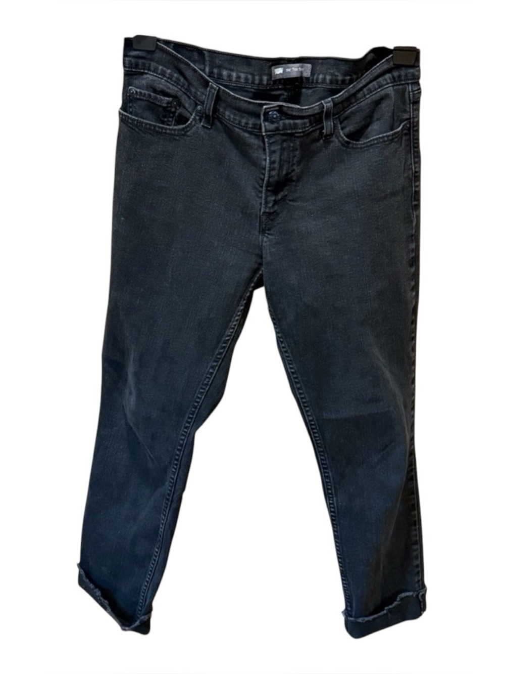 Levis 524 Too Superlow Jeans Black Faded Slim Straight Cut Hem Y2K Size 32